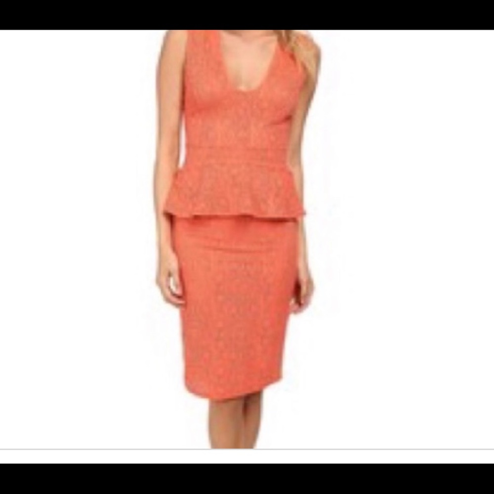 BCBGMAXAZRIA Julienne deep V peplum dress